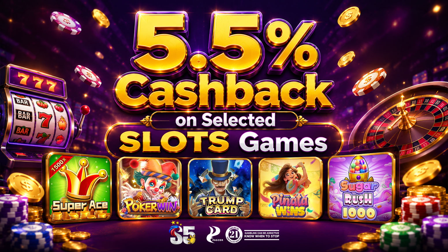 5.5% Cashback on Selected Games
