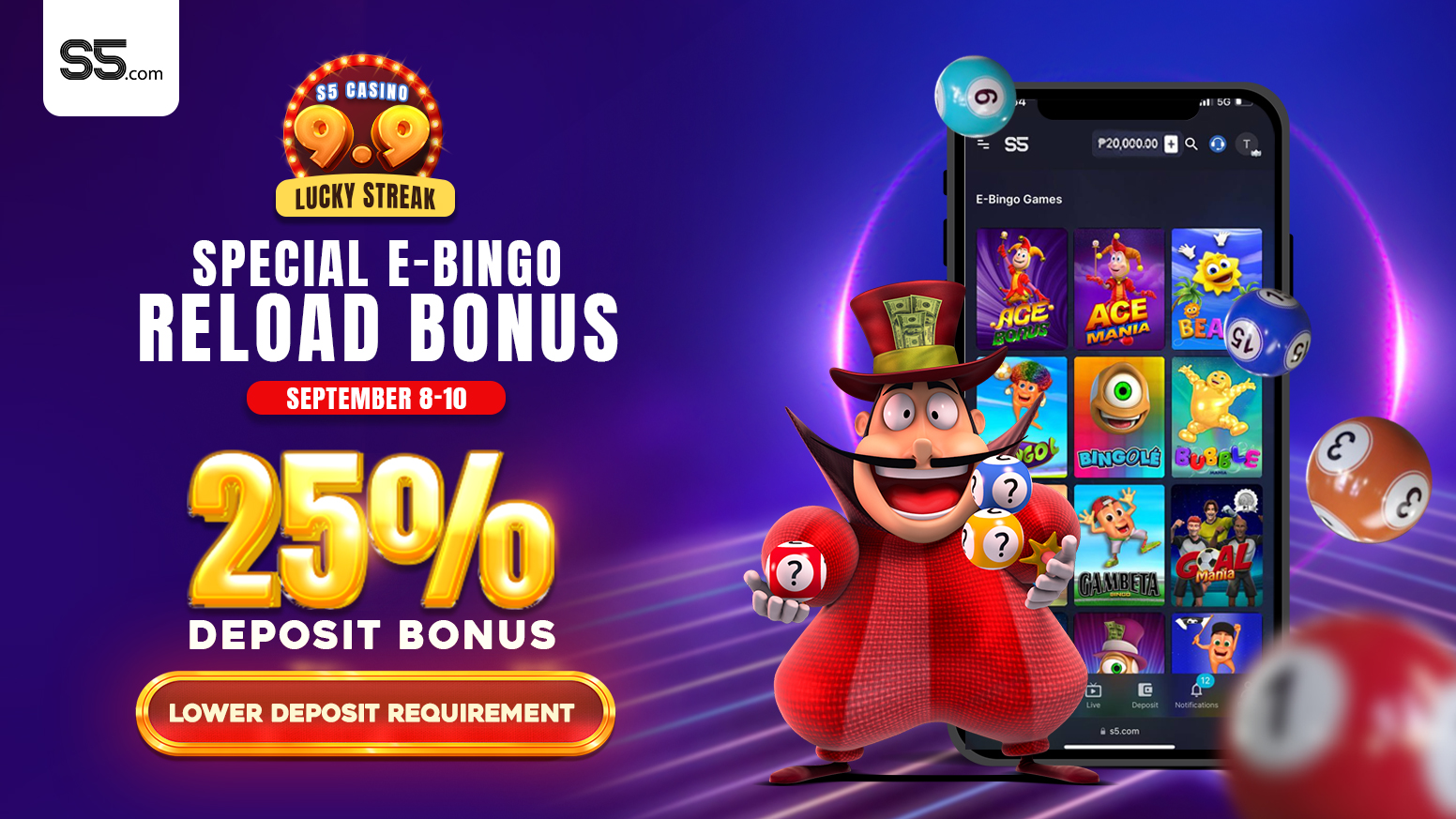 9.9 Lucky Streak Special E-bingo Reload Bonus