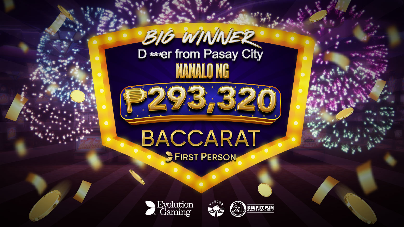 ₱293,320 Baccarat Win