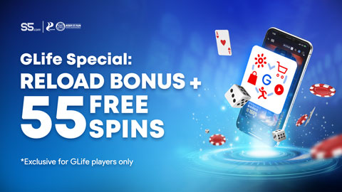 GLife Special: 55 Free Spins + Reload Bonus at S5.com 