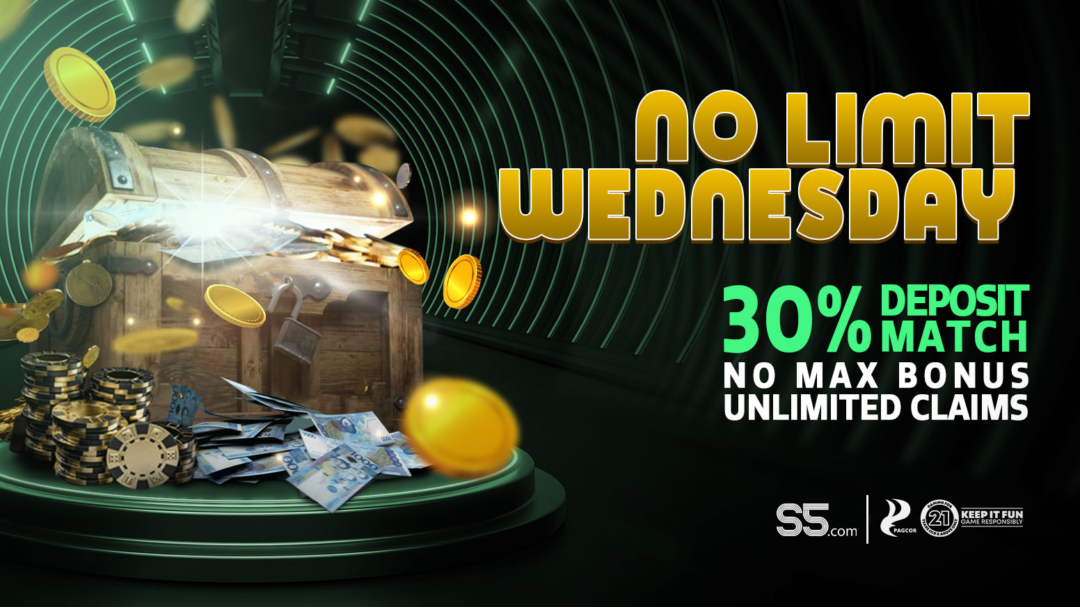 No Limit Wednesday: Unlimited Claim Ng 30% Deposit Bonus