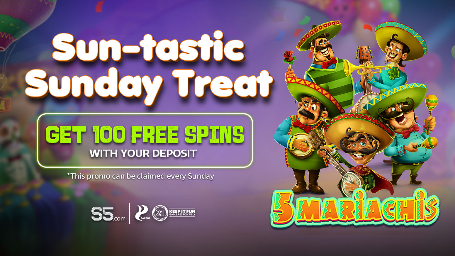Sun-tastic Sunday Treat: 100 FREE Spins Exclusively For You 