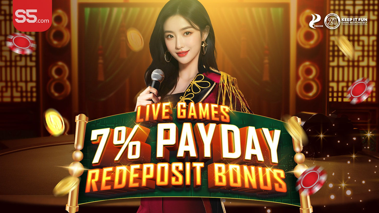 Sweldo Day Swerte! 7% Live Game Redeposit Bonus sa S5 Casino
