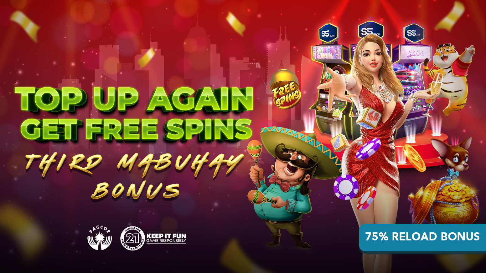 Top up again, get more free spins (75% 3rd deposit bonus)