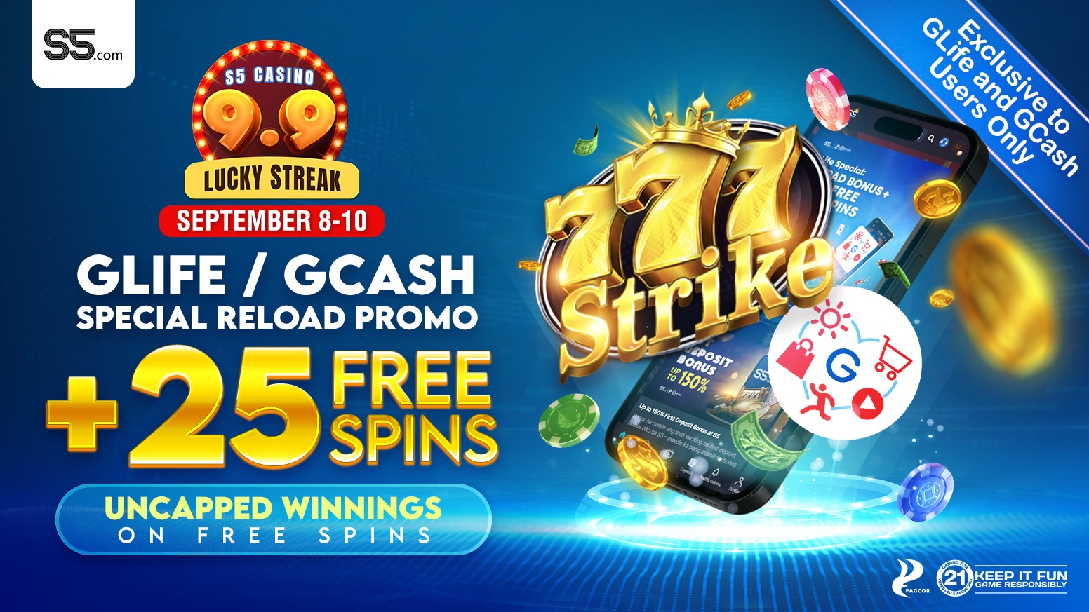 9.9 Lucky Streak GLife/GCash Reload Promo